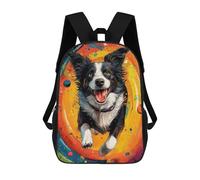 sinyumoney 3D Printed 17inch Backpack Border Collie in Space Children's Travel Lightweight School Bags Boys Girls School Bag for Middle School Students