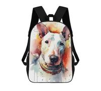 sinyumoney 3D Printed 17inch Backpack Bull Terrier Watercolor Children's Travel Lightweight School Bags Boys Girls School Bag for Middle School Students