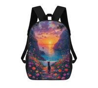 sinyumoney 3D Printed 17inch Backpack Cat Dreaming Landscape Children's Travel Lightweight School Bags Boys Girls School Bag for Middle School Students