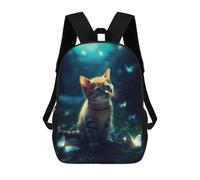 sinyumoney 3D Printed 17inch Backpack Cat Kitten Butterfly Children's Travel Lightweight School Bags Boys Girls School Bag for Middle School Students