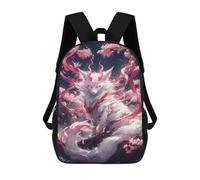sinyumoney 3D Printed 17inch Backpack Cherry Blossom Fox Spirit Artwork Children's Travel Lightweight School Bags Boys Girls School Bag for Middle School Students