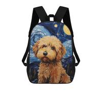 sinyumoney 3D Printed 17inch Backpack Cockapoo Starry Night Dog Children's Travel Lightweight School Bags Boys Girls School Bag for Middle School Students