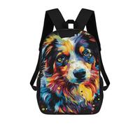 sinyumoney 3D Printed 17inch Backpack Colorful Dog Portrait Art Print-18 Children's Travel Lightweight School Bags Boys Girls School Bag for Middle School Students