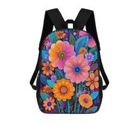 sinyumoney 3D Printed 17inch Backpack Colorful Floral Art Print Children's Travel Lightweight School Bags Boys Girls School Bag for Middle School Students