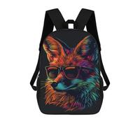 sinyumoney 3D Printed 17inch Backpack Colorful Fox Sunglasses Art Print-1 Children's Travel Lightweight School Bags Boys Girls School Bag for Middle School Students