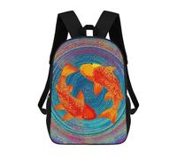 sinyumoney 3D Printed 17inch Backpack Colorful Koi Fish Art Print Children's Travel Lightweight School Bags Boys Girls School Bag for Middle School Students