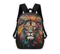sinyumoney 3D Printed 17inch Backpack Colorful Lion Painting Artwork Children's Travel Lightweight School Bags Boys Girls School Bag for Middle School Students
