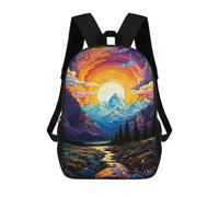 sinyumoney 3D Printed 17inch Backpack Colorful Mountain Sunset Landscape -1 Children's Travel Lightweight School Bags Boys Girls School Bag for Middle School Students