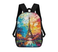 sinyumoney 3D Printed 17inch Backpack Colorful Parisian Sunset Children's Travel Lightweight School Bags Boys Girls School Bag for Middle School Students