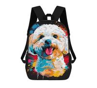 sinyumoney 3D Printed 17inch Backpack Colorful Poodle Art Print-1 Children's Travel Lightweight School Bags Boys Girls School Bag for Middle School Students