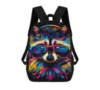 sinyumoney 3D Printed 17inch Backpack Colorful Raccoon Art Print-3 Children's Travel Lightweight School Bags Boys Girls School Bag for Middle School Students