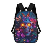 sinyumoney 3D Printed 17inch Backpack Colorful Sugar Skull Artwork-1 Children's Travel Lightweight School Bags Boys Girls School Bag for Middle School Students