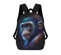 sinyumoney 3D Printed 17inch Backpack Cosmic Chimpanzee Portrait Children's Travel Lightweight School Bags Boys Girls School Bag for Middle School Students