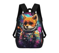 sinyumoney 3D Printed 17inch Backpack Cosmic Fox Explorer-1 Children's Travel Lightweight School Bags Boys Girls School Bag for Middle School Students