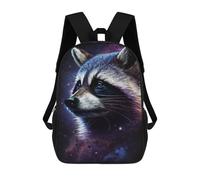 sinyumoney 3D Printed 17inch Backpack Cosmic Raccoon Art Print-24 Children's Travel Lightweight School Bags Boys Girls School Bag for Middle School Students