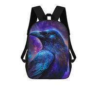 sinyumoney 3D Printed 17inch Backpack Cosmic Raven Art Print-6 Children's Travel Lightweight School Bags Boys Girls School Bag for Middle School Students