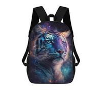 sinyumoney 3D Printed 17inch Backpack Cosmic Tiger Portrait-25 Children's Travel Lightweight School Bags Boys Girls School Bag for Middle School Students