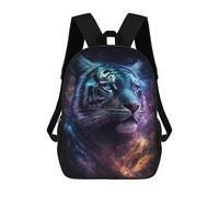 sinyumoney 3D Printed 17inch Backpack Cosmic Tiger Portrait-8 Children's Travel Lightweight School Bags Boys Girls School Bag for Middle School Students