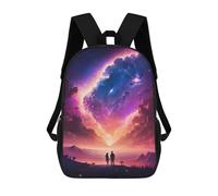 sinyumoney 3D Printed 17inch Backpack Cosmos Sunset Couple Space Children's Travel Lightweight School Bags Boys Girls School Bag for Middle School Students