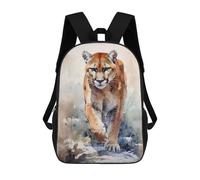 sinyumoney 3D Printed 17inch Backpack Cougar Watercolor Children's Travel Lightweight School Bags Boys Girls School Bag for Middle School Students