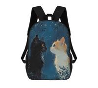sinyumoney 3D Printed 17inch Backpack Couple Cat Starry Night Children's Travel Lightweight School Bags Boys Girls School Bag for Middle School Students