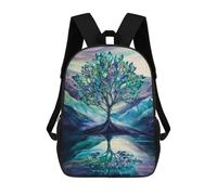 sinyumoney 3D Printed 17inch Backpack Crystal Tree Reflection Children's Travel Lightweight School Bags Boys Girls School Bag for Middle School Students
