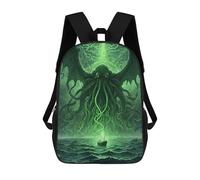 sinyumoney 3D Printed 17inch Backpack Cthulhu Rising with Ship Children's Travel Lightweight School Bags Boys Girls School Bag for Middle School Students