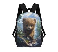 sinyumoney 3D Printed 17inch Backpack Cute Bear Cub in Mountains Children's Travel Lightweight School Bags Boys Girls School Bag for Middle School Students