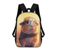 sinyumoney 3D Printed 17inch Backpack Cute Guinea Pig Read Children's Travel Lightweight School Bags Boys Girls School Bag for Middle School Students