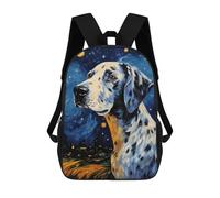 sinyumoney 3D Printed 17inch Backpack Dalmatian Dog Starry Night Children's Travel Lightweight School Bags Boys Girls School Bag for Middle School Students