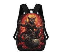 sinyumoney 3D Printed 17inch Backpack Dark Cat Magic Artwork Children's Travel Lightweight School Bags Boys Girls School Bag for Middle School Students