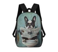 sinyumoney 3D Printed 17inch Backpack Dog Reading Newspaper on Toilet-20 Children's Travel Lightweight School Bags Boys Girls School Bag for Middle School Students