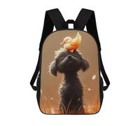 sinyumoney 3D Printed 17inch Backpack Duck on Dog Head Children's Travel Lightweight School Bags Boys Girls School Bag for Middle School Students