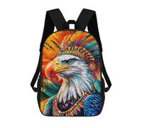 sinyumoney 3D Printed 17inch Backpack Eagle Colorful Painting Children's Travel Lightweight School Bags Boys Girls School Bag for Middle School Students