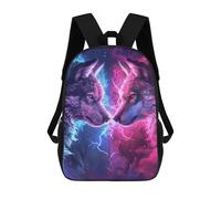 sinyumoney 3D Printed 17inch Backpack Electric Wolf Encounter Children's Travel Lightweight School Bags Boys Girls School Bag for Middle School Students