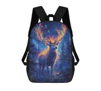 sinyumoney 3D Printed 17inch Backpack Enchanted Forest Deer Art Print Children's Travel Lightweight School Bags Boys Girls School Bag for Middle School Students