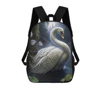 sinyumoney 3D Printed 17inch Backpack Enchanted Swan Pond Scene Children's Travel Lightweight School Bags Boys Girls School Bag for Middle School Students