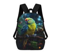 sinyumoney 3D Printed 17inch Backpack Epic Rainy Parakeet Children's Travel Lightweight School Bags Boys Girls School Bag for Middle School Students