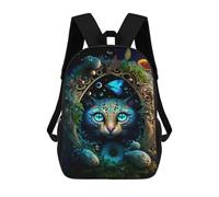 sinyumoney 3D Printed 17inch Backpack Fantasy Cat Art Print Children's Travel Lightweight School Bags Boys Girls School Bag for Middle School Students