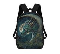sinyumoney 3D Printed 17inch Backpack Fantasy Dragon Moon Art Print Children's Travel Lightweight School Bags Boys Girls School Bag for Middle School Students