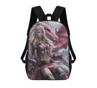 sinyumoney 3D Printed 17inch Backpack Fantasy Dragon Warrior Artwork Children's Travel Lightweight School Bags Boys Girls School Bag for Middle School Students