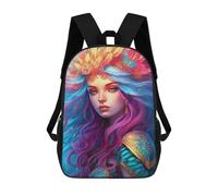 sinyumoney 3D Printed 17inch Backpack Fantasy Feathered Headdress Artwork Children's Travel Lightweight School Bags Boys Girls School Bag for Middle School Students
