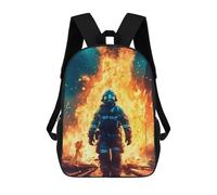 sinyumoney 3D Printed 17inch Backpack Firefighter Fire Children's Travel Lightweight School Bags Boys Girls School Bag for Middle School Students