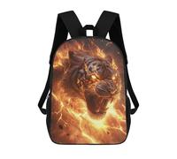 sinyumoney 3D Printed 17inch Backpack Flaming Tiger Artwork -1 Children's Travel Lightweight School Bags Boys Girls School Bag for Middle School Students