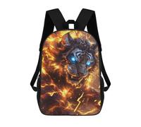 sinyumoney 3D Printed 17inch Backpack Flaming Tiger Artwork -2 Children's Travel Lightweight School Bags Boys Girls School Bag for Middle School Students