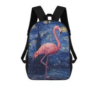 sinyumoney 3D Printed 17inch Backpack Flamingo Night Sky Painting Children's Travel Lightweight School Bags Boys Girls School Bag for Middle School Students