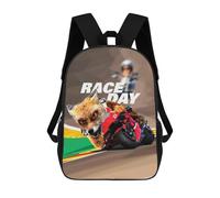 sinyumoney 3D Printed 17inch Backpack Fox Leading Race Day Children's Travel Lightweight School Bags Boys Girls School Bag for Middle School Students