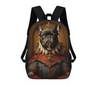 sinyumoney 3D Printed 17inch Backpack French Bulldog The King Children's Travel Lightweight School Bags Boys Girls School Bag for Middle School Students