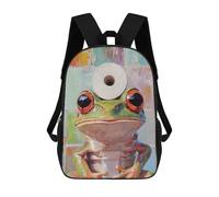 sinyumoney 3D Printed 17inch Backpack Frog with Toilet Paper Children's Travel Lightweight School Bags Boys Girls School Bag for Middle School Students