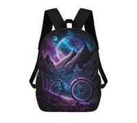 sinyumoney 3D Printed 17inch Backpack Galactic Bicycle Adventure -3 Children's Travel Lightweight School Bags Boys Girls School Bag for Middle School Students